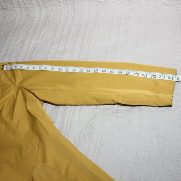Sandro Studio Womens Mustard Yellow Gold Short Ruffle Collar Trench Coat Size XL