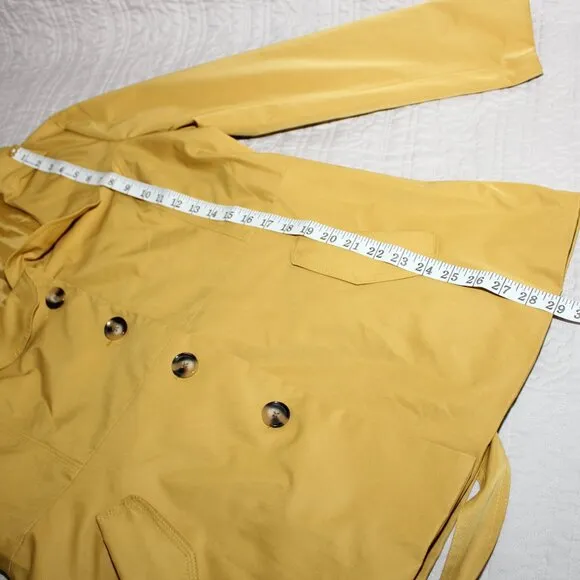 Sandro Studio Womens Mustard Yellow Gold Short Ruffle Collar Trench Coat Size XL