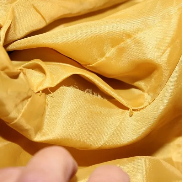 Sandro Studio Womens Mustard Yellow Gold Short Ruffle Collar Trench Coat Size XL