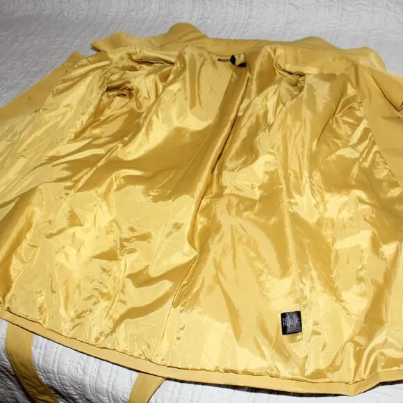 Sandro Studio Womens Mustard Yellow Gold Short Ruffle Collar Trench Coat Size XL