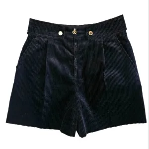 Sandro Women's Black High-Rise Corduroy Shorts Size 40 (U.S 8)