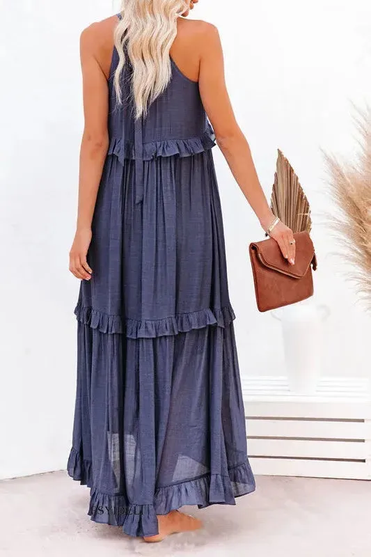 Sarah | Halter Ruffle Maxi Dress (Almost sold out)