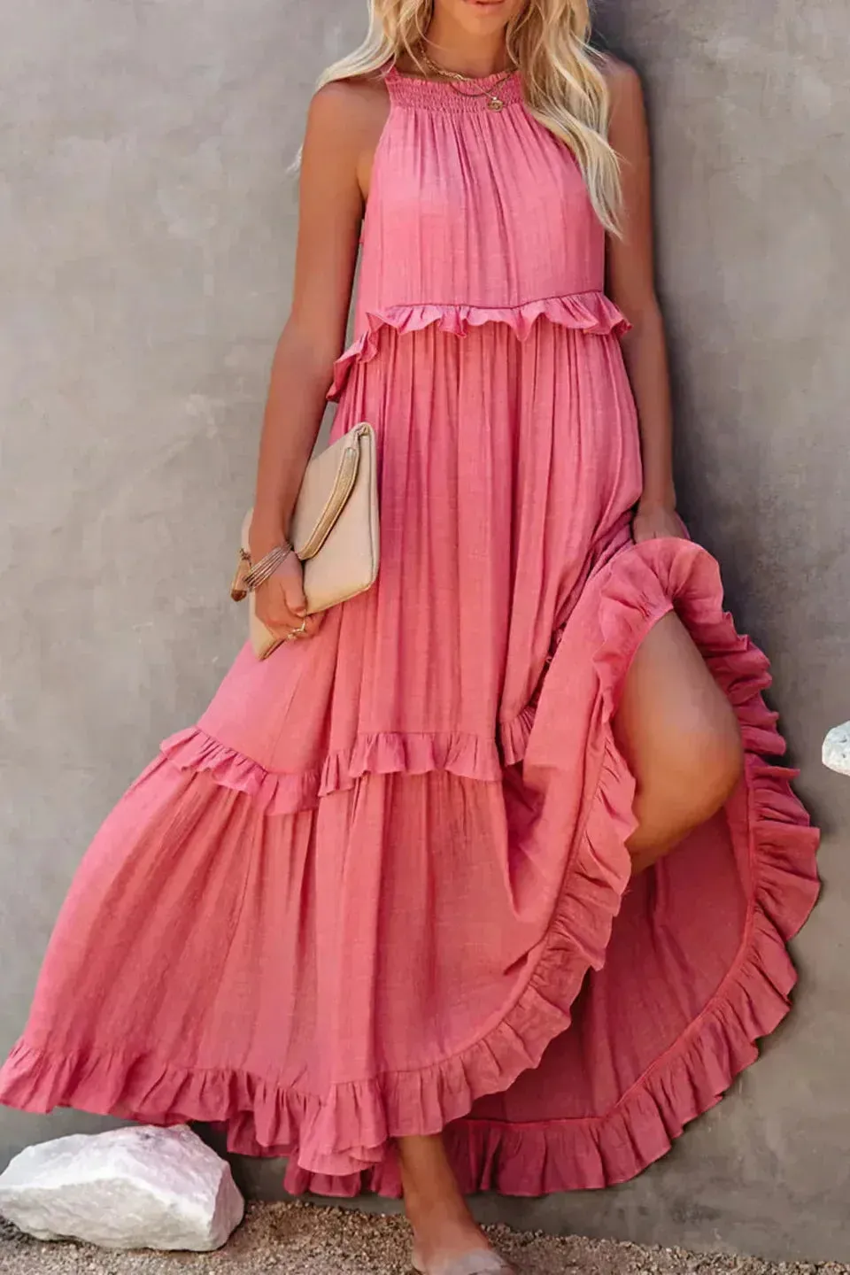 Sarah | Halter Ruffle Maxi Dress (Almost sold out)