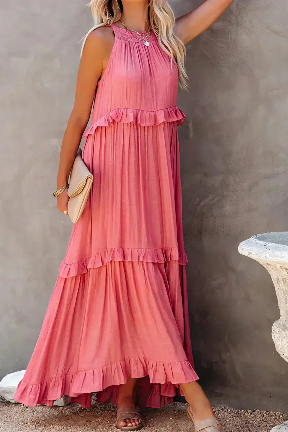 Sarah | Halter Ruffle Maxi Dress (Almost sold out)