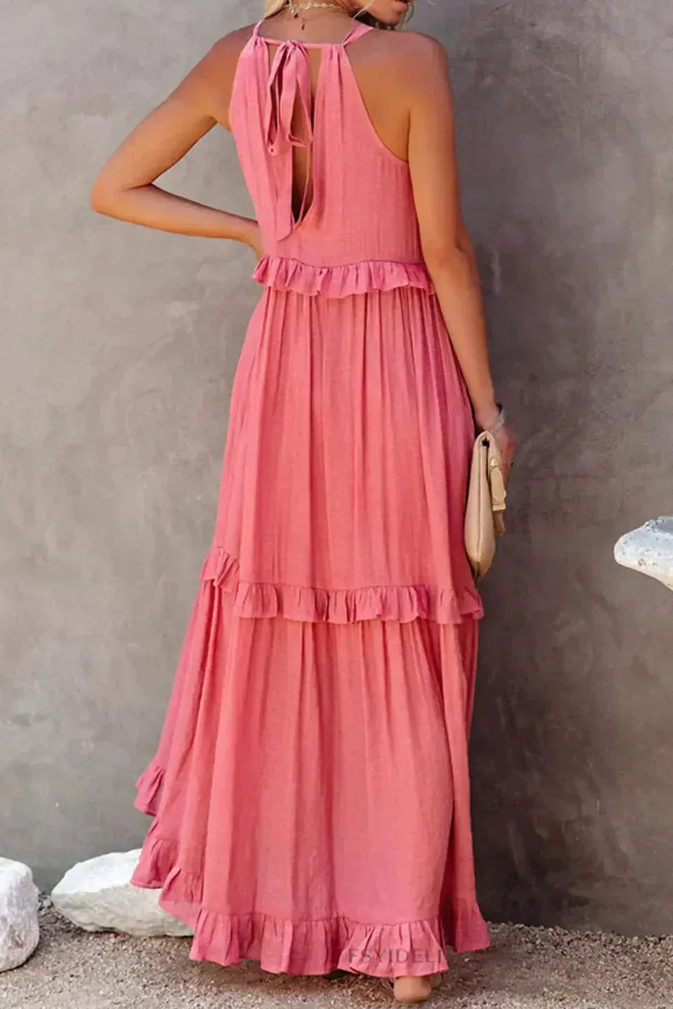 Sarah | Halter Ruffle Maxi Dress (Almost sold out)