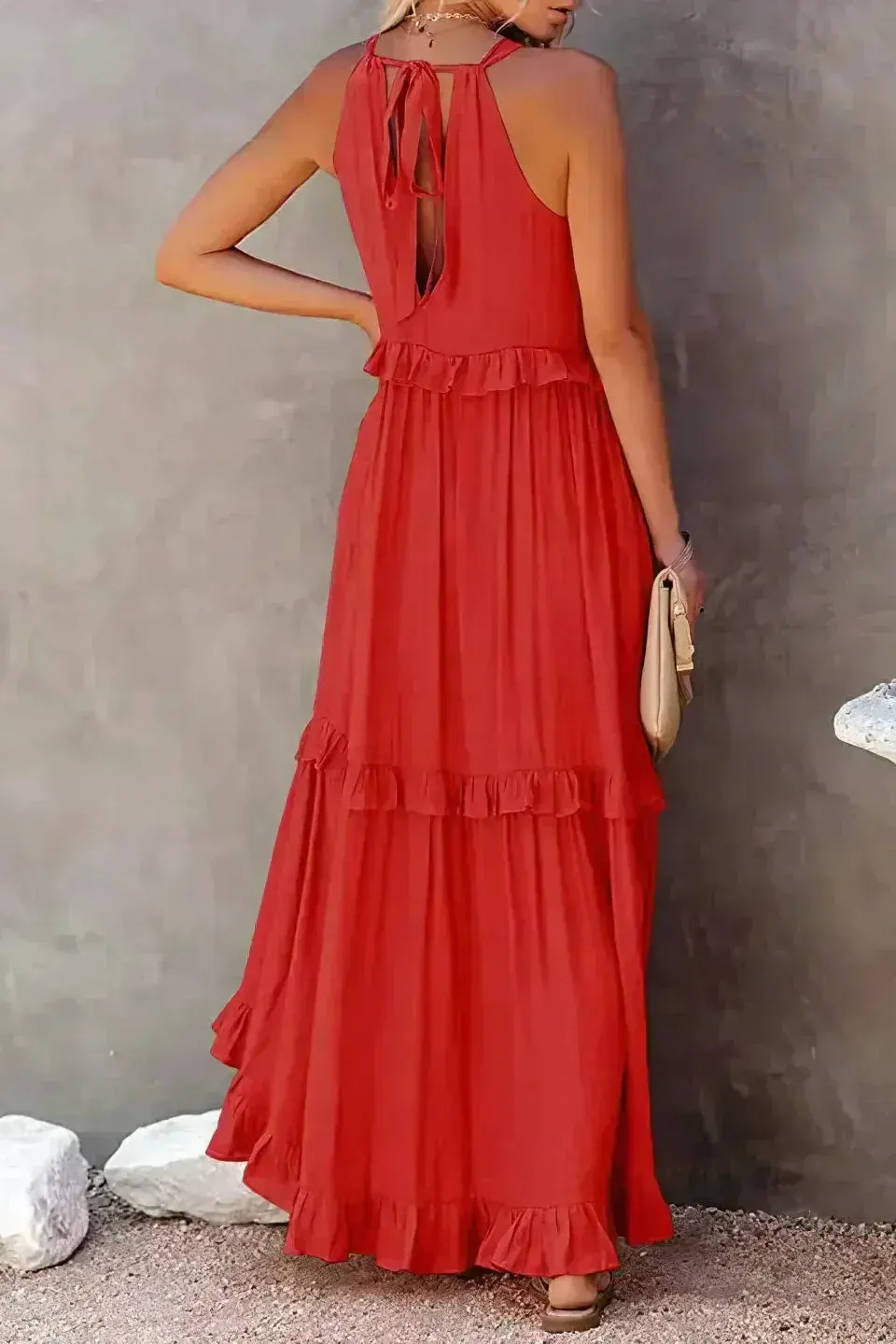 Sarah | Halter Ruffle Maxi Dress (Almost sold out)