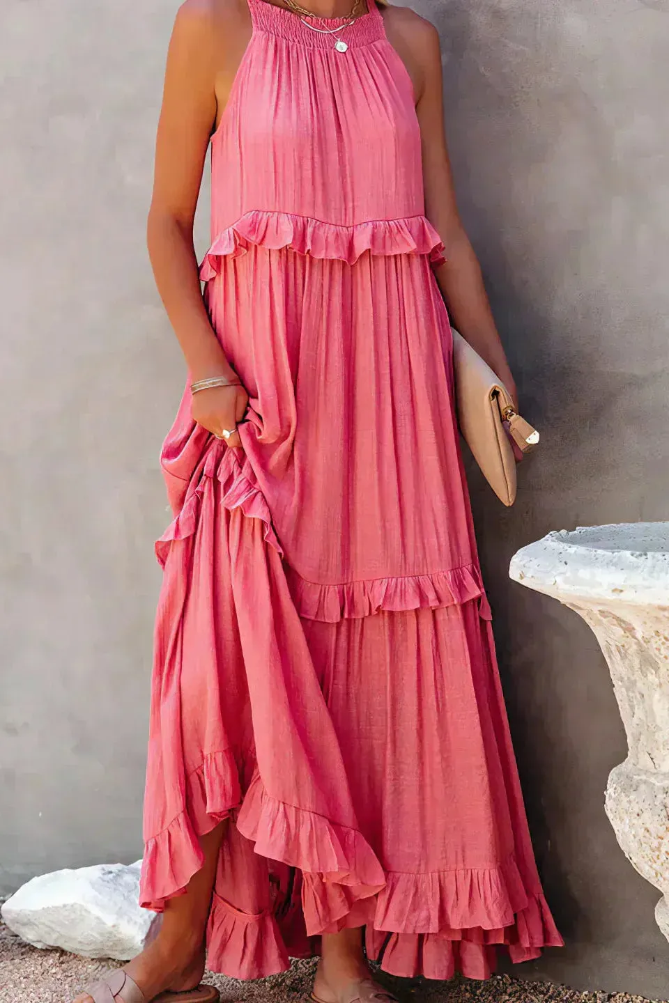 Sarah | Halter Ruffle Maxi Dress (Almost sold out)