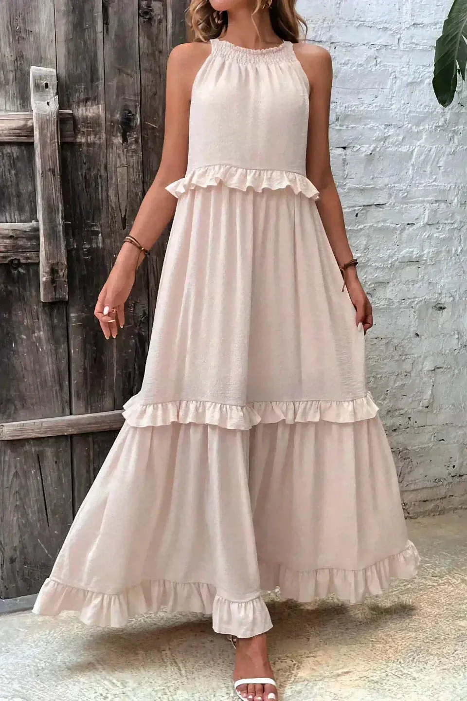 Sarah | Halter Ruffle Maxi Dress (Almost sold out)