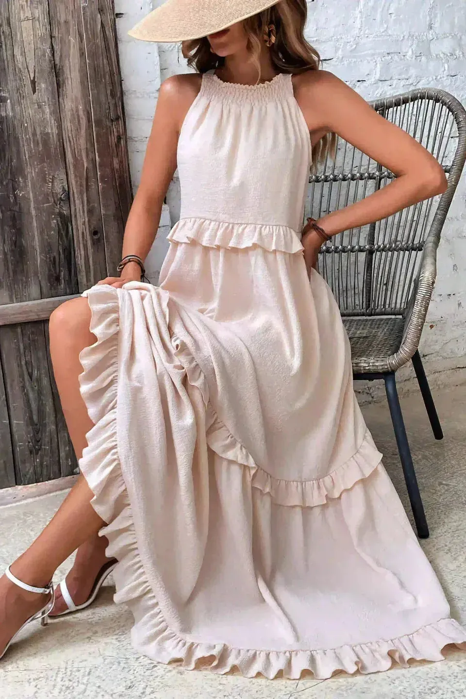Sarah | Halter Ruffle Maxi Dress (Almost sold out)