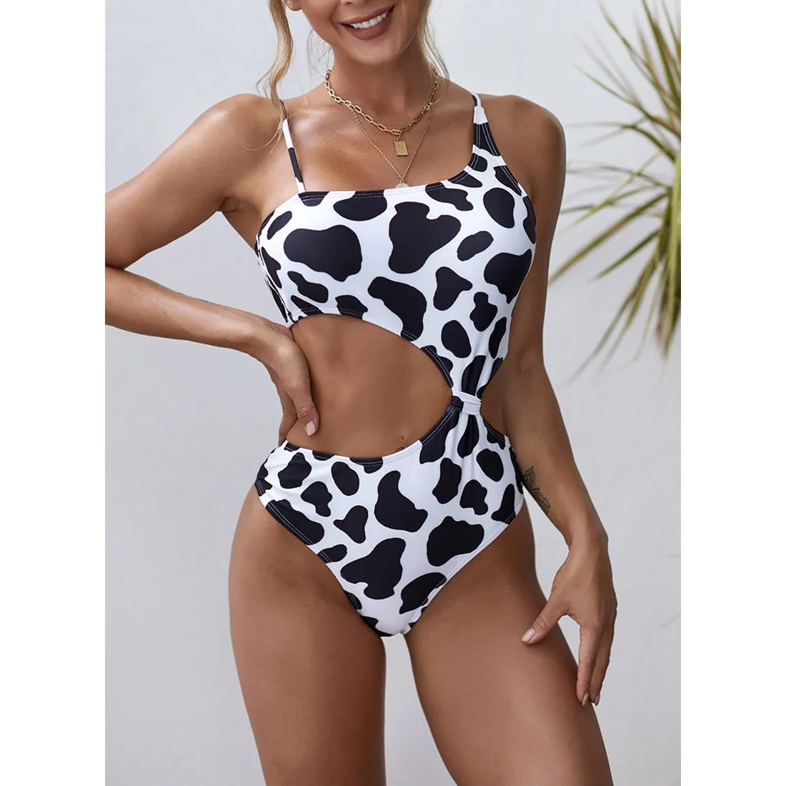 Scoop Neck High Cut Monokini Swimsuit