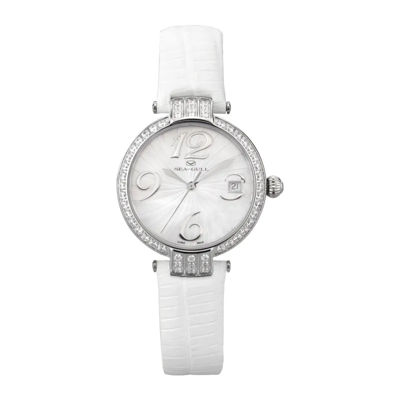 Seagull Beautiful Automatic  Women's Watch with 12,3,6,9 hour index and diamante bezel and lug. Calibre ST2130 Model 719.752