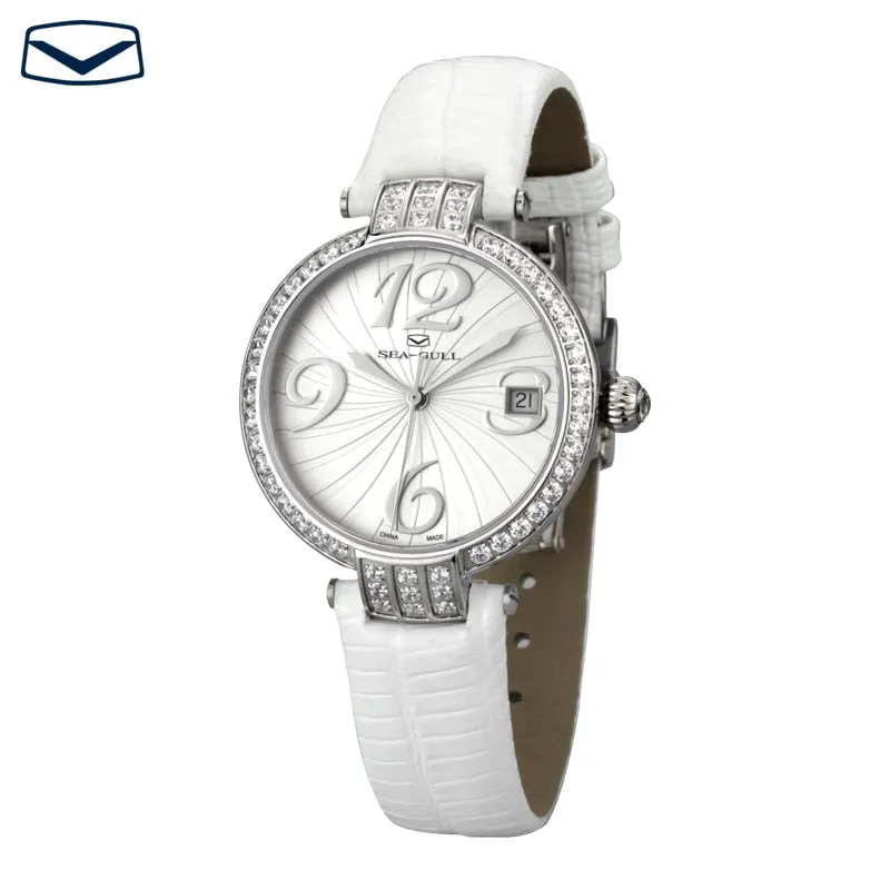 Seagull Beautiful Automatic  Women's Watch with 12,3,6,9 hour index and diamante bezel and lug. Calibre ST2130 Model 719.752