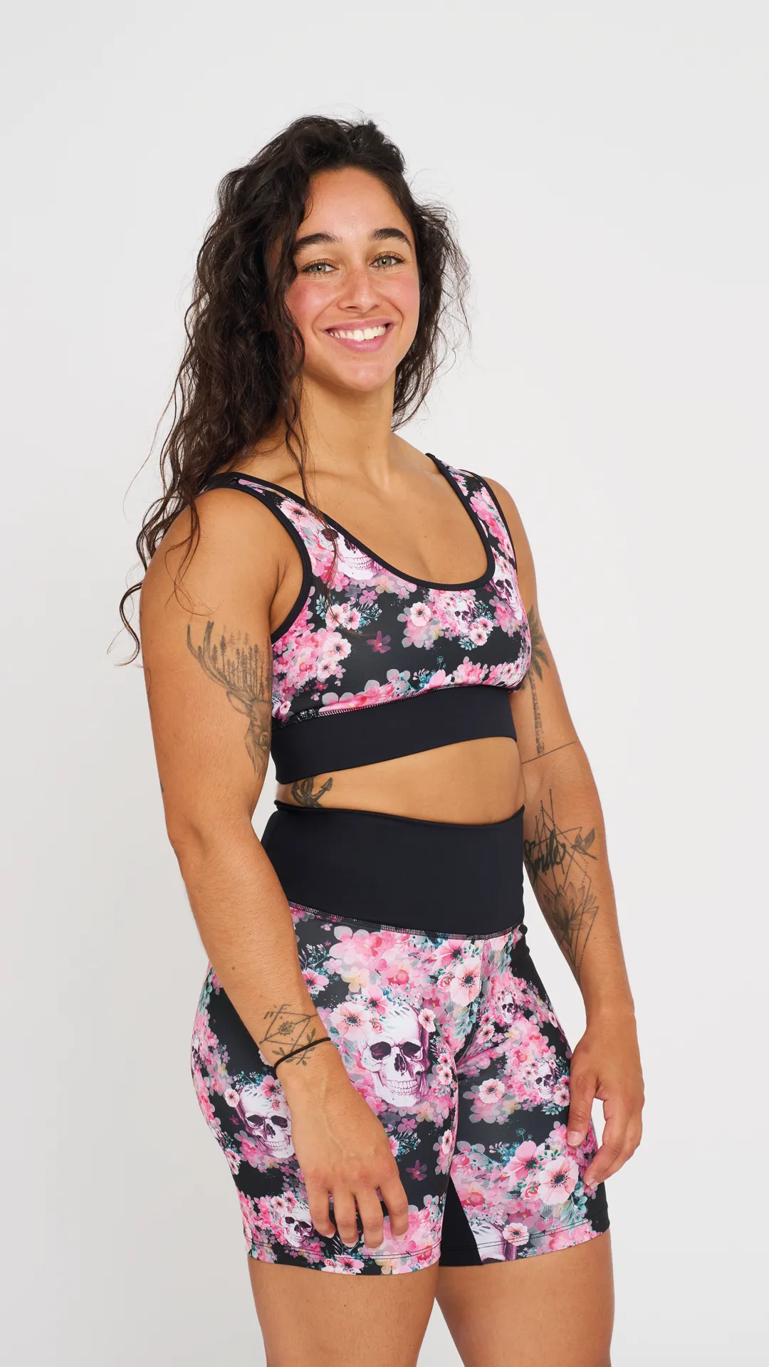 Short - NS Biker Skull Flower