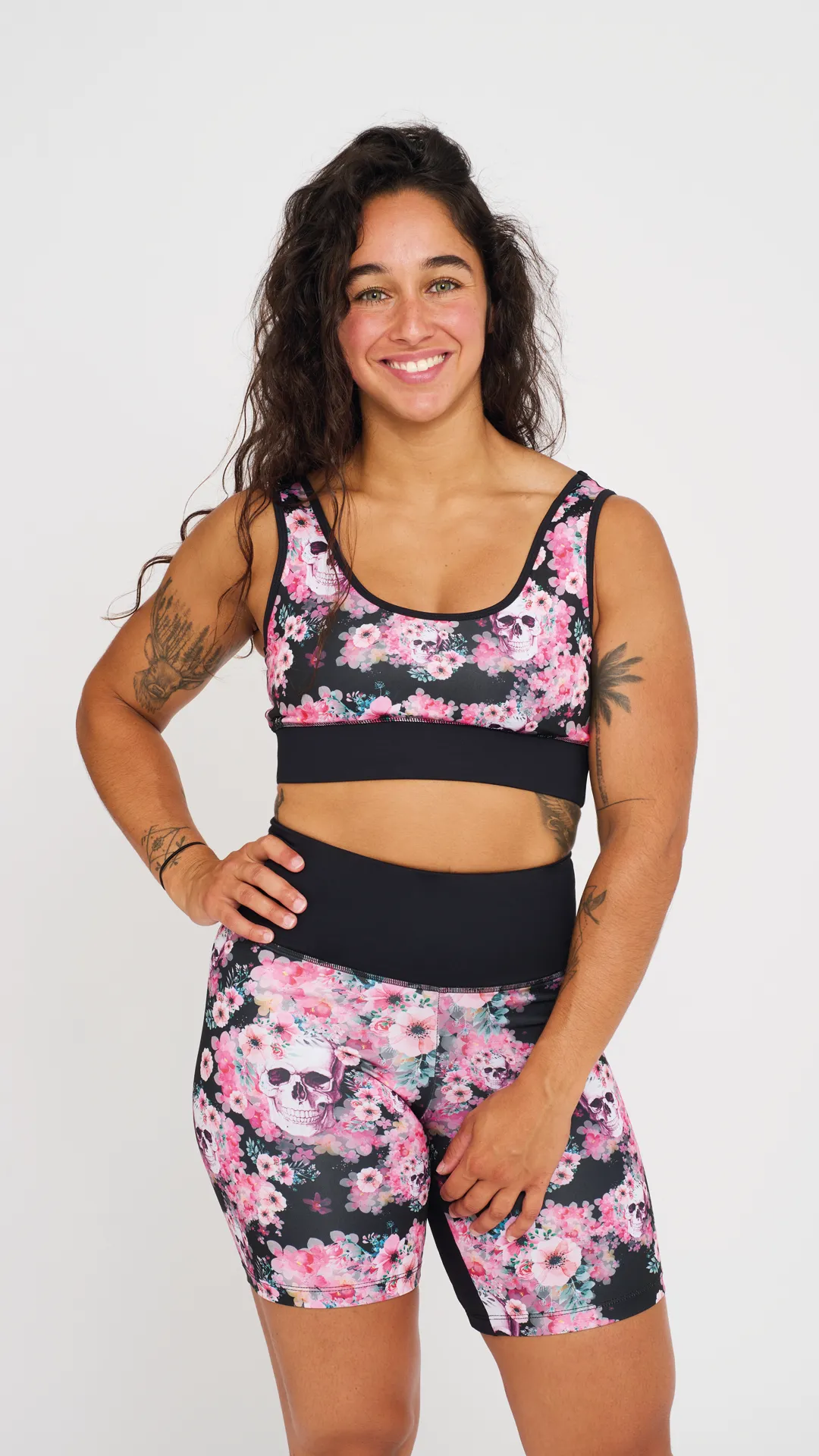 Short - NS Biker Skull Flower