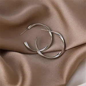 Silver-Plated Twist Open Hoop Earrings