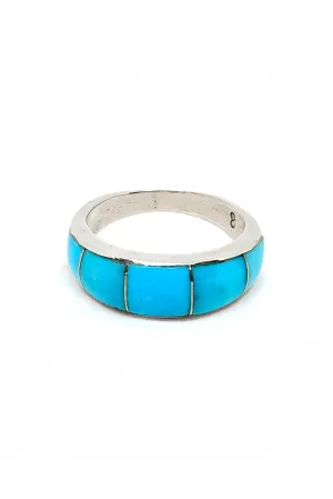 Sleeping Beauty Turquoise and Sterling Silver Inlay Ring (Size 6 ¾)
