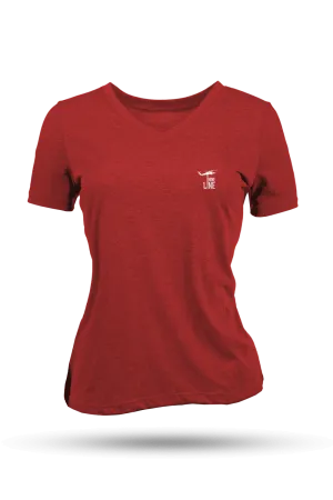 Small Dropline Logo - Women's Relaxed Fit V-Neck Shirt - America Edition