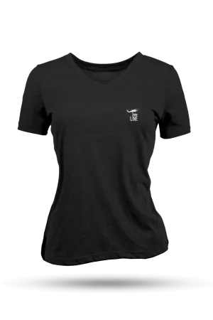 Small Dropline Logo - Women's Relaxed Fit V-Neck Shirt - Casual Edition