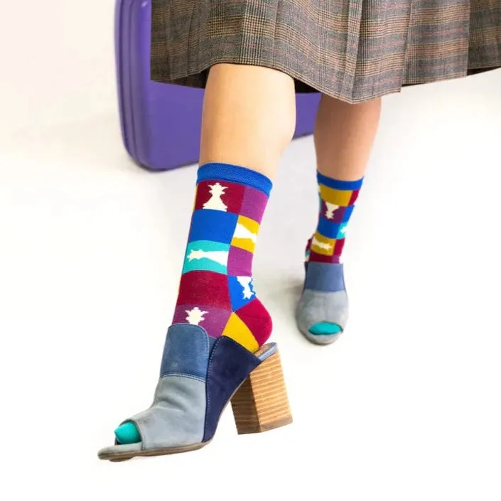 Sock Candy '90s Colorblock Chess Crew Sock