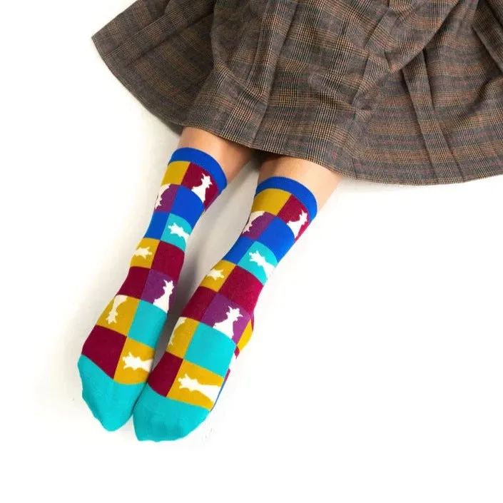 Sock Candy '90s Colorblock Chess Crew Sock