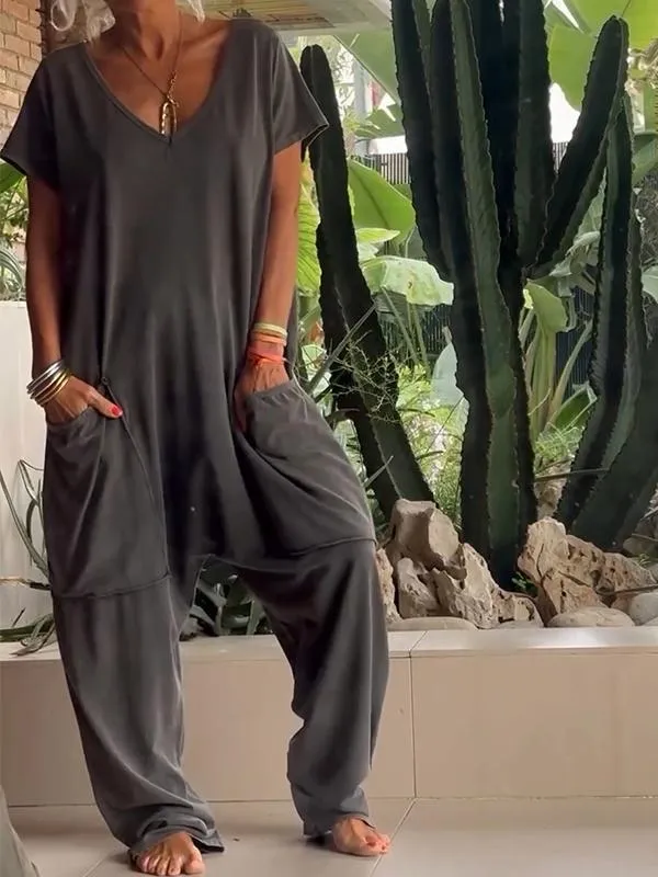 Solid Color Jumpsuit | Women's Casual One-Piece Outfit | Lightweight Fabric, Comfortable Fit, Easy to Wear