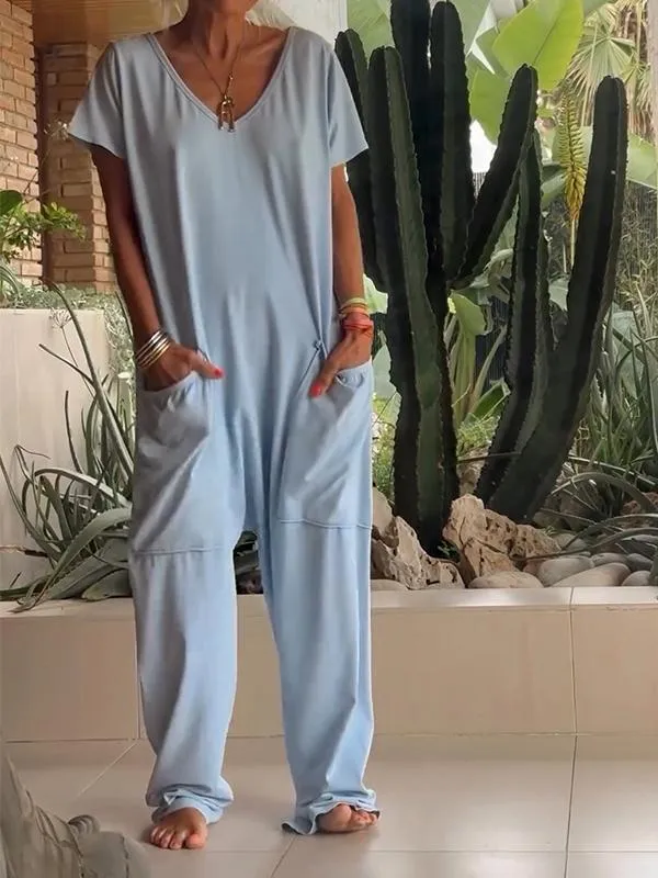 Solid Color Jumpsuit | Women's Casual One-Piece Outfit | Lightweight Fabric, Comfortable Fit, Easy to Wear