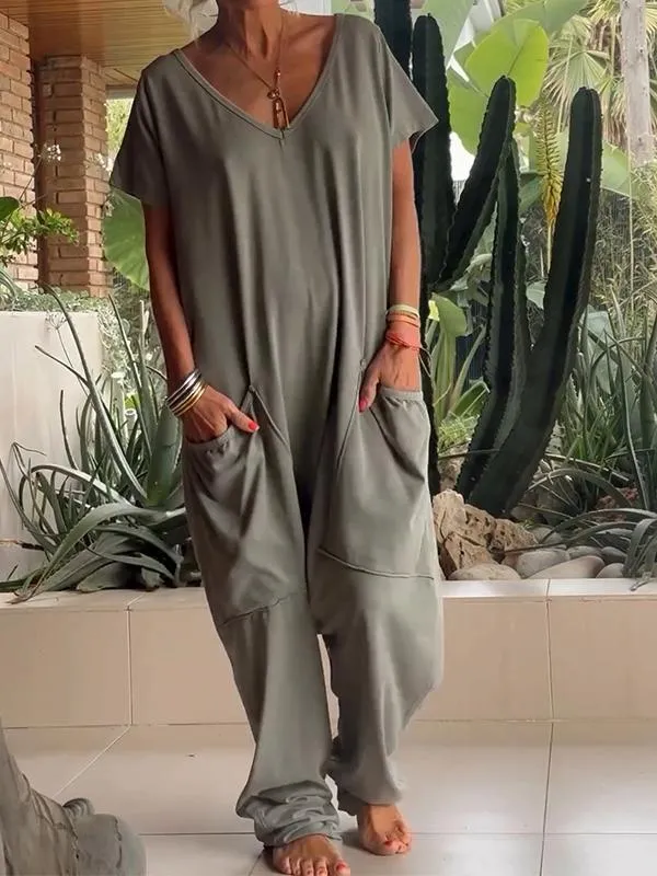Solid Color Jumpsuit | Women's Casual One-Piece Outfit | Lightweight Fabric, Comfortable Fit, Easy to Wear
