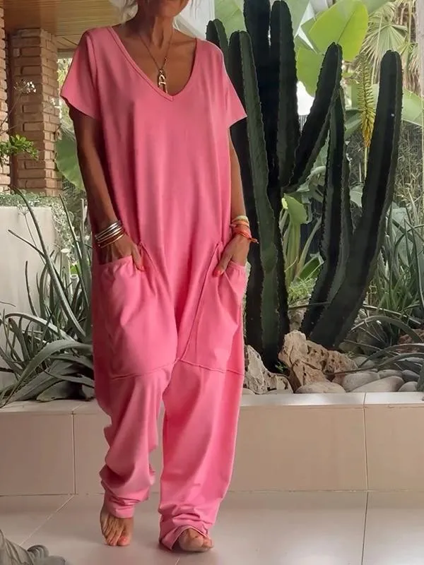 Solid Color Jumpsuit | Women's Casual One-Piece Outfit | Lightweight Fabric, Comfortable Fit, Easy to Wear