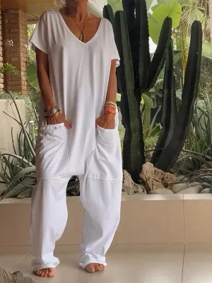 Solid Color Jumpsuit | Women's Casual One-Piece Outfit | Lightweight Fabric, Comfortable Fit, Easy to Wear