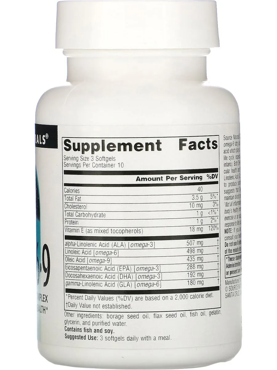 Source Naturals, Omega 3-6-9, 30 softgels