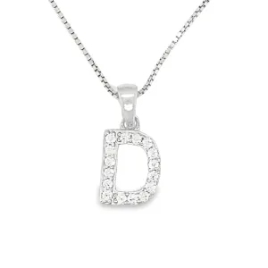 Sparkling Sterling Silver CZ Initial Letter D Pendant