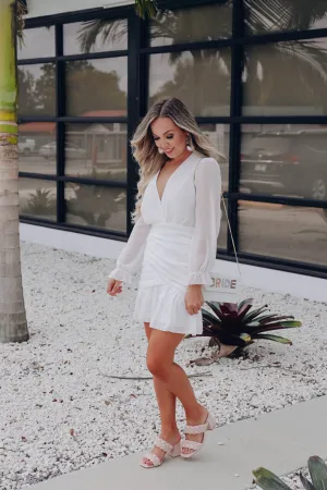 St. Gallen Chiffon Ruched Dress - White