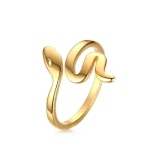 Stainless Steel Snake Ring with Korean Style Geometry - Durable Titanium Steel Luxe Finish Women's Jewelry