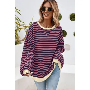 Stripe Oversized Pullover Sweatshirt