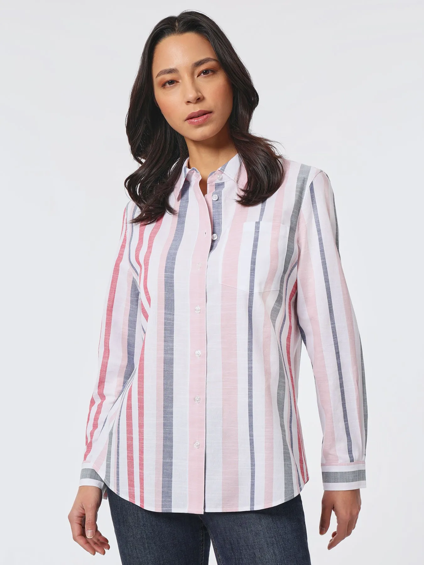 Striped Cotton Oversized Button-Down Shirt