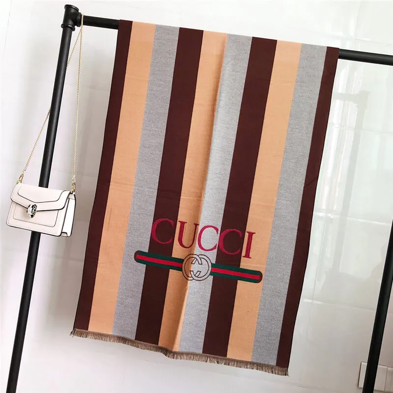 Striped Letter CC Casual Scarf for Women Winter Scarves Women