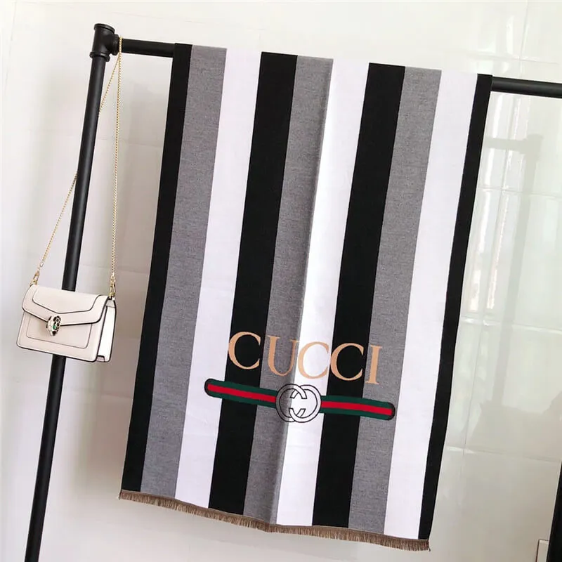 Striped Letter CC Casual Scarf for Women Winter Scarves Women