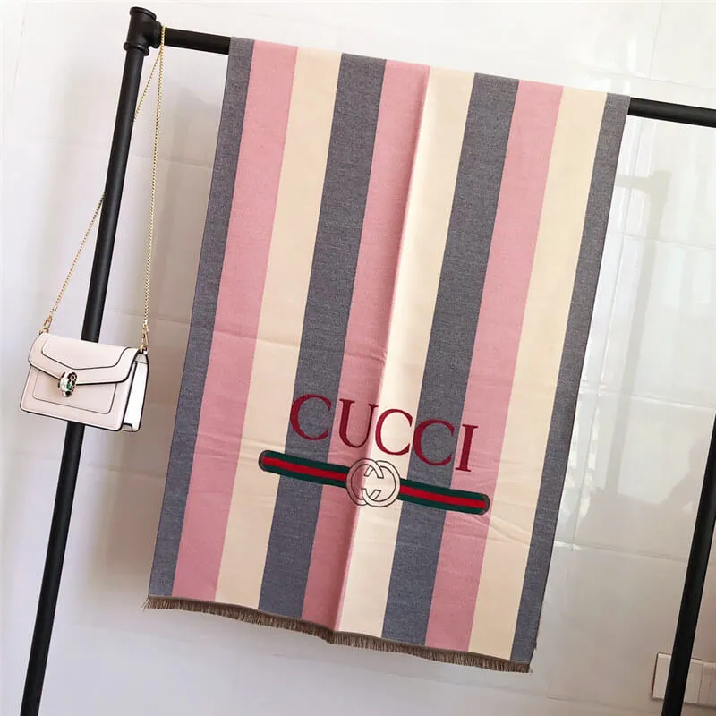 Striped Letter CC Casual Scarf for Women Winter Scarves Women