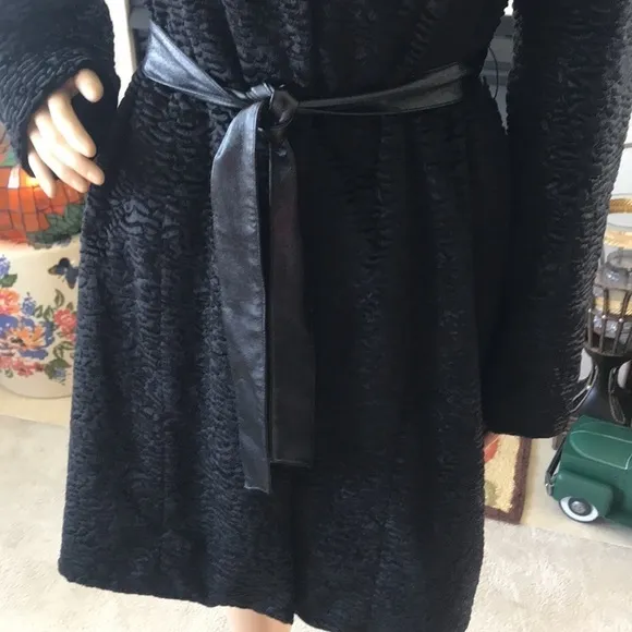 Style &amp; Co. Black Belted Ribbed Velvet Coat Snap Closure