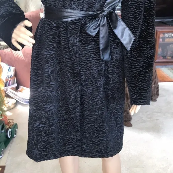 Style &amp; Co. Black Belted Ribbed Velvet Coat Snap Closure