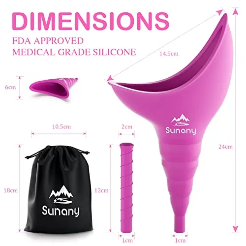 Sunany Reusable Female Urinal - Portable Women's Pee Funnel for Camping & Travel