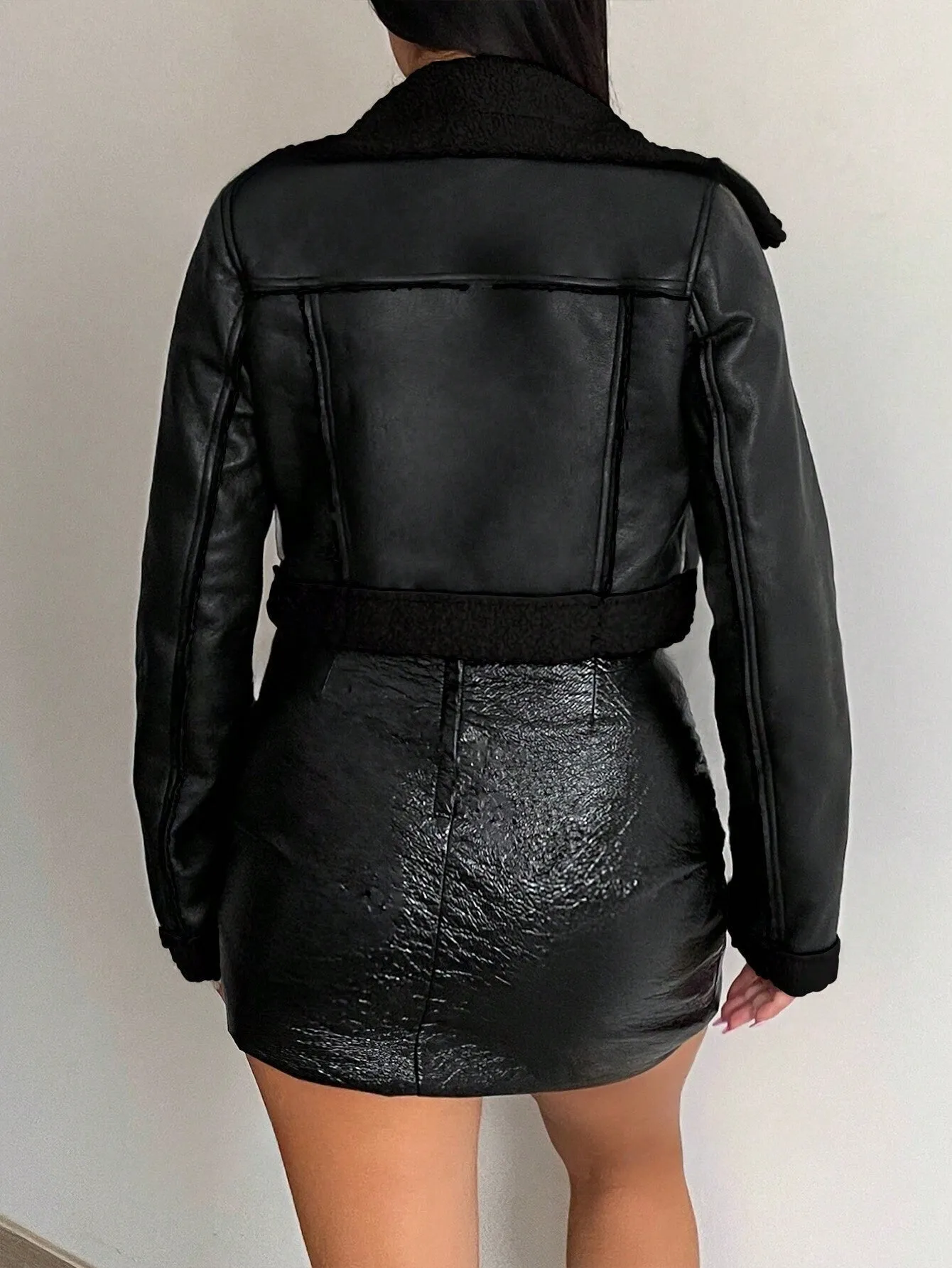 SXY Women's Fleece Short Motorcycle Jacket