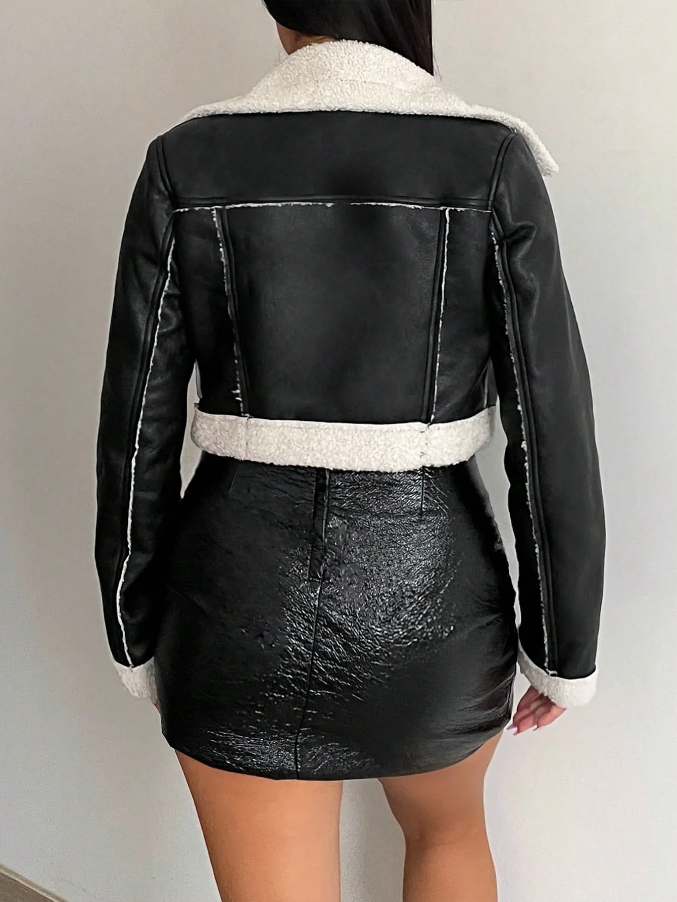 SXY Women's Fleece Short Motorcycle Jacket