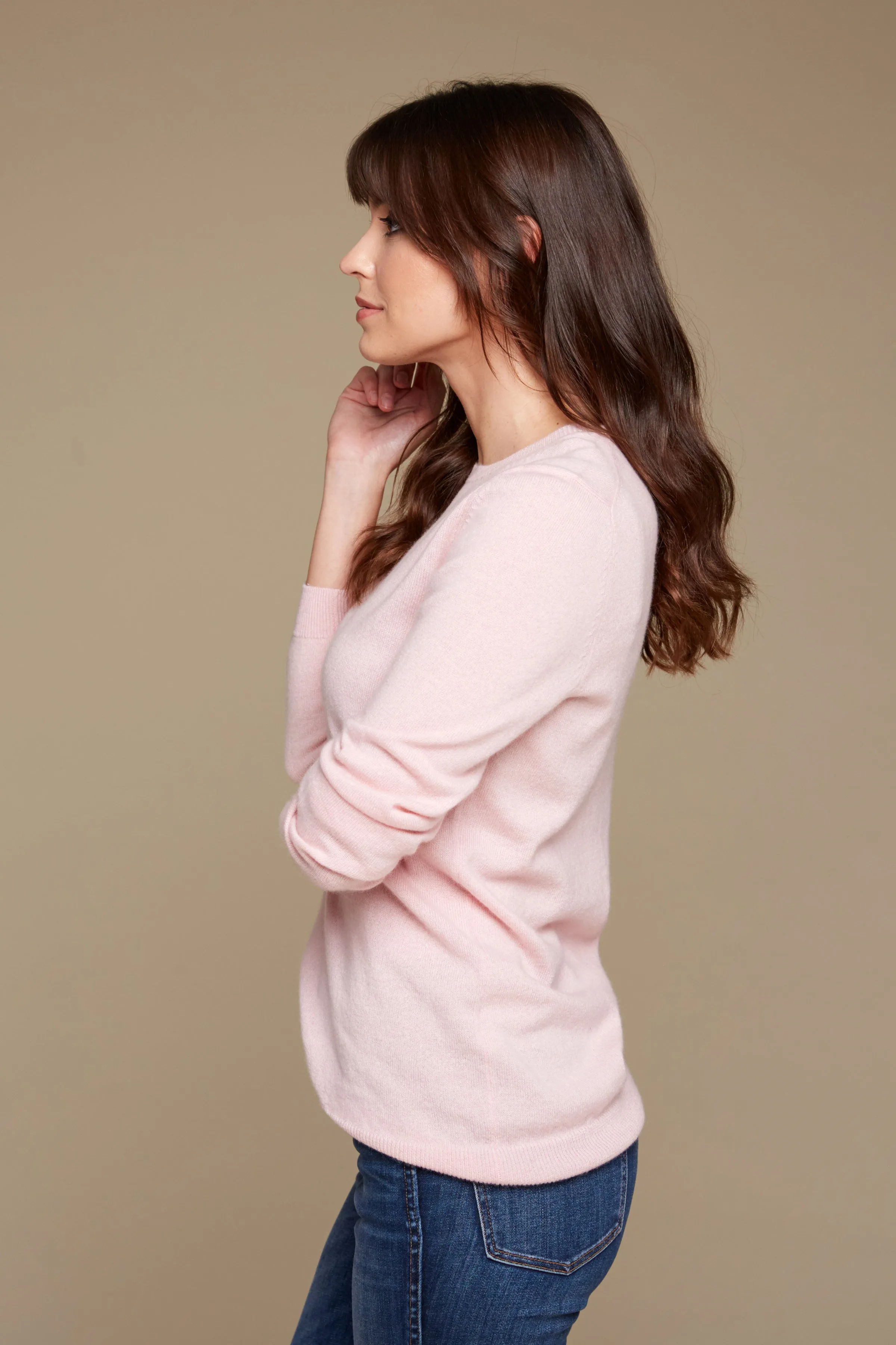 Sydney Classic Crewneck Cashmere Sweater - Pink