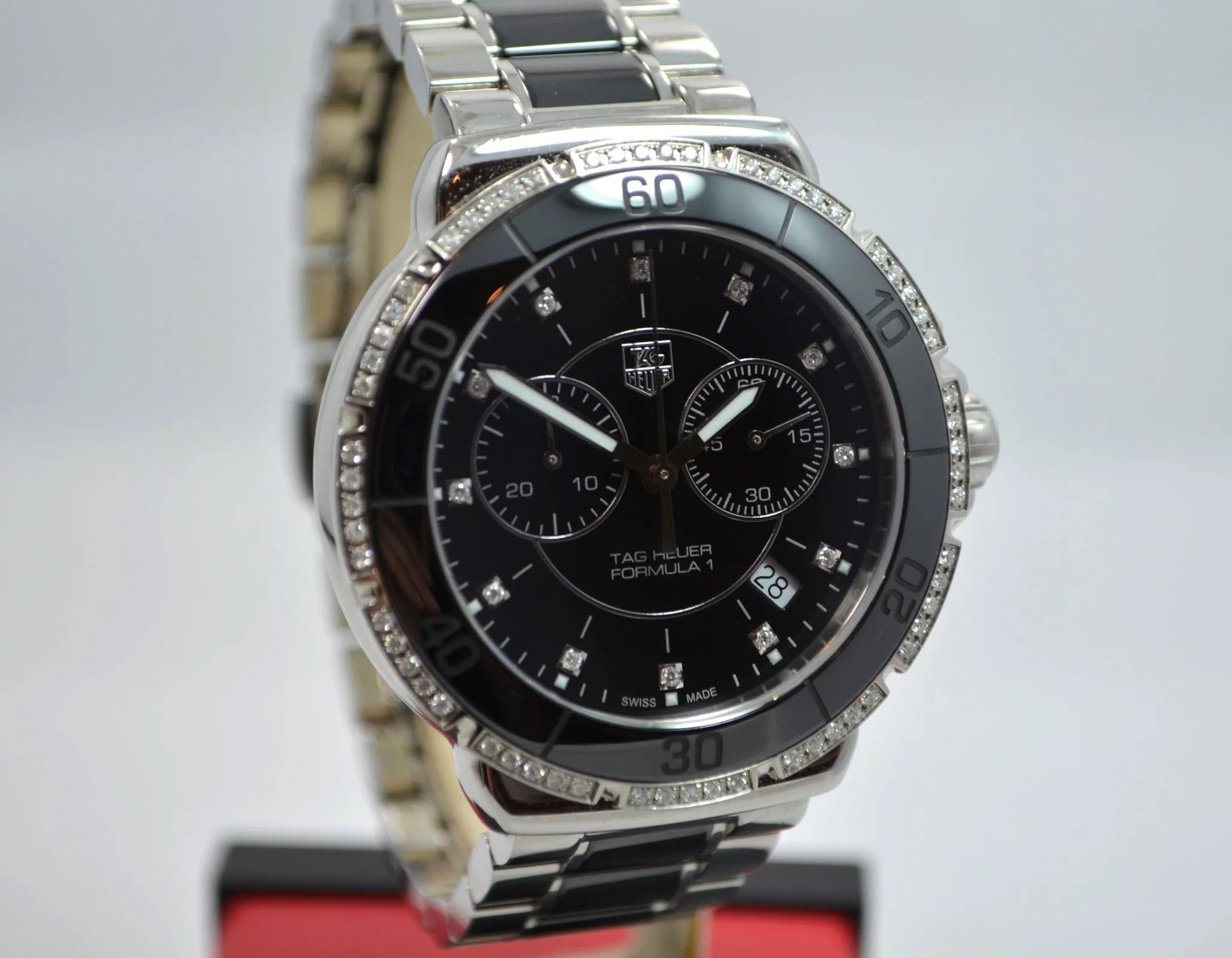 TAG Heuer Formula One CAH1212 Steel Ceramic Diamond Quartz Chronograph Wristwatch