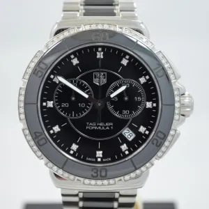 TAG Heuer Formula One CAH1212 Steel Ceramic Diamond Quartz Chronograph Wristwatch