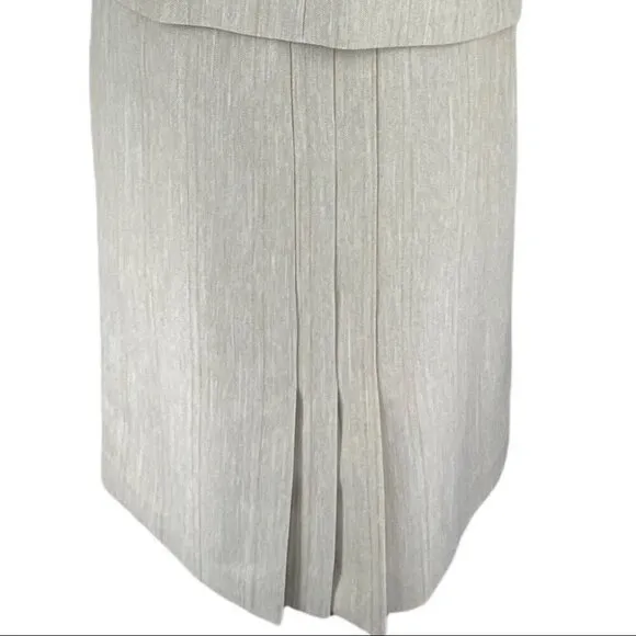 Tahari ASL Women's Off White Herringbone Career Blazer &amp; Skirt Size 6/C36/W30