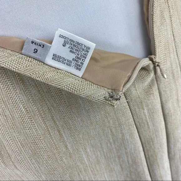 Tahari ASL Women's Off White Herringbone Career Blazer &amp; Skirt Size 6/C36/W30