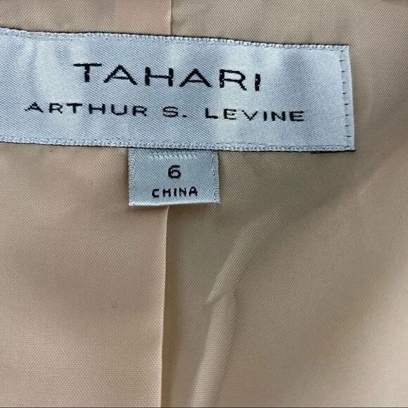 Tahari ASL Women's Off White Herringbone Career Blazer &amp; Skirt Size 6/C36/W30