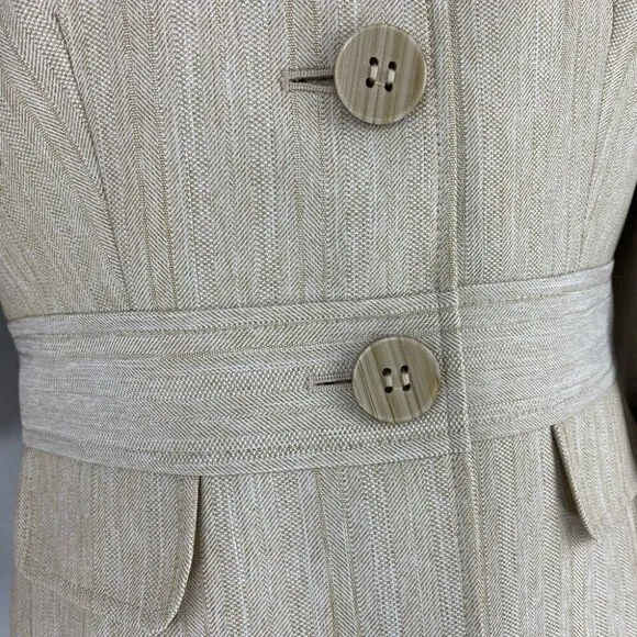 Tahari ASL Women's Off White Herringbone Career Blazer &amp; Skirt Size 6/C36/W30